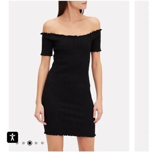 Fifth & Mode Carmen Smocked Mini Dress size Large in Black NWT